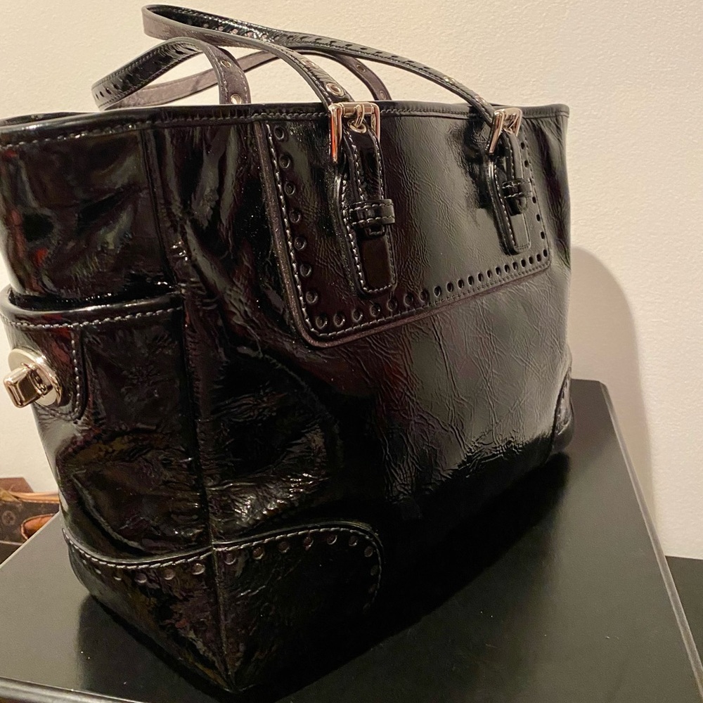 Coach Black Patent Leather Tote - Picture 2 of 9